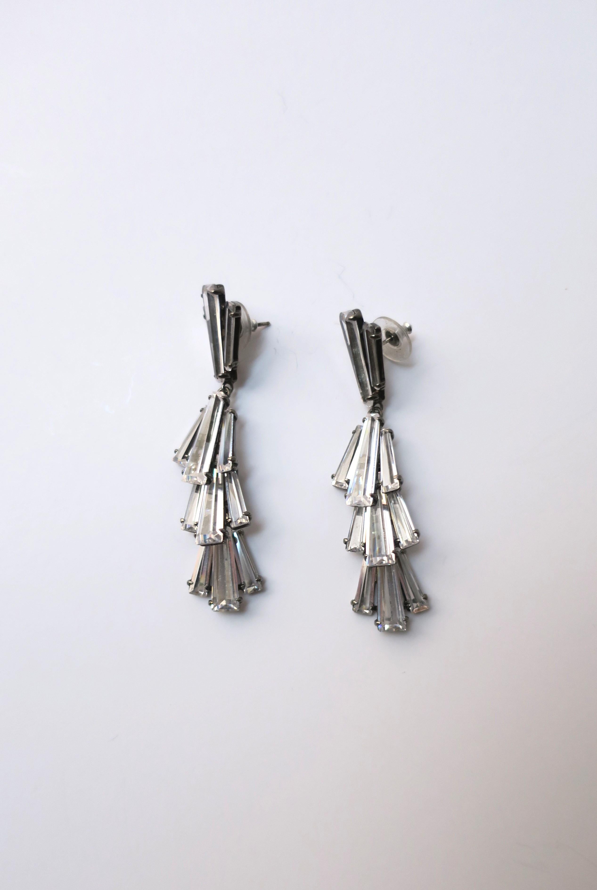 Diamond-Esque Crystal Dangle Earrings For Sale 1