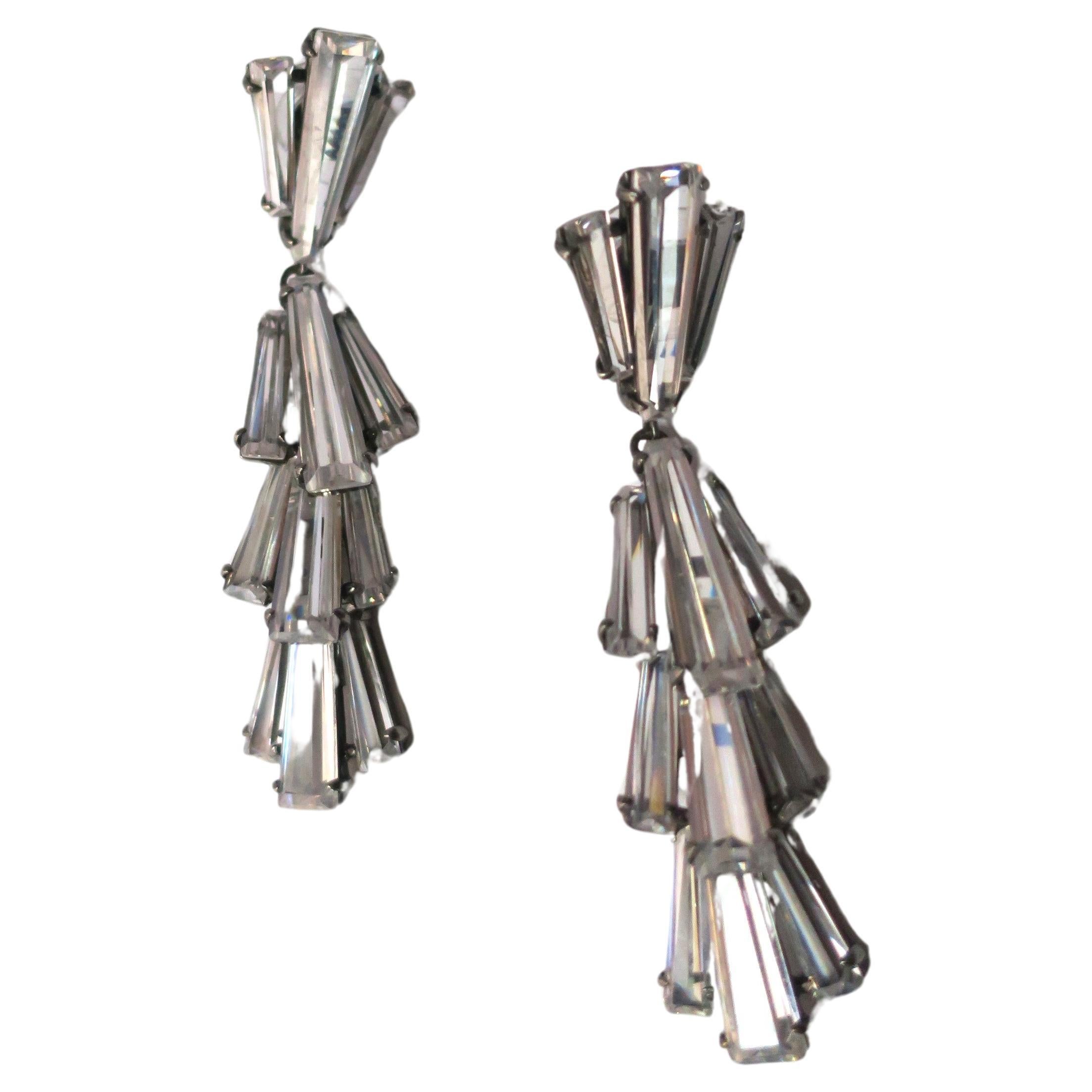 Diamond-Esque Crystal Dangle Earrings For Sale