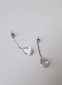 Diamond-Esque Pear Dangle Drop Earrings