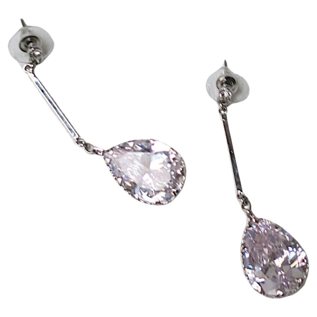Diamond-Esque Pear Dangle Drop Earrings For Sale