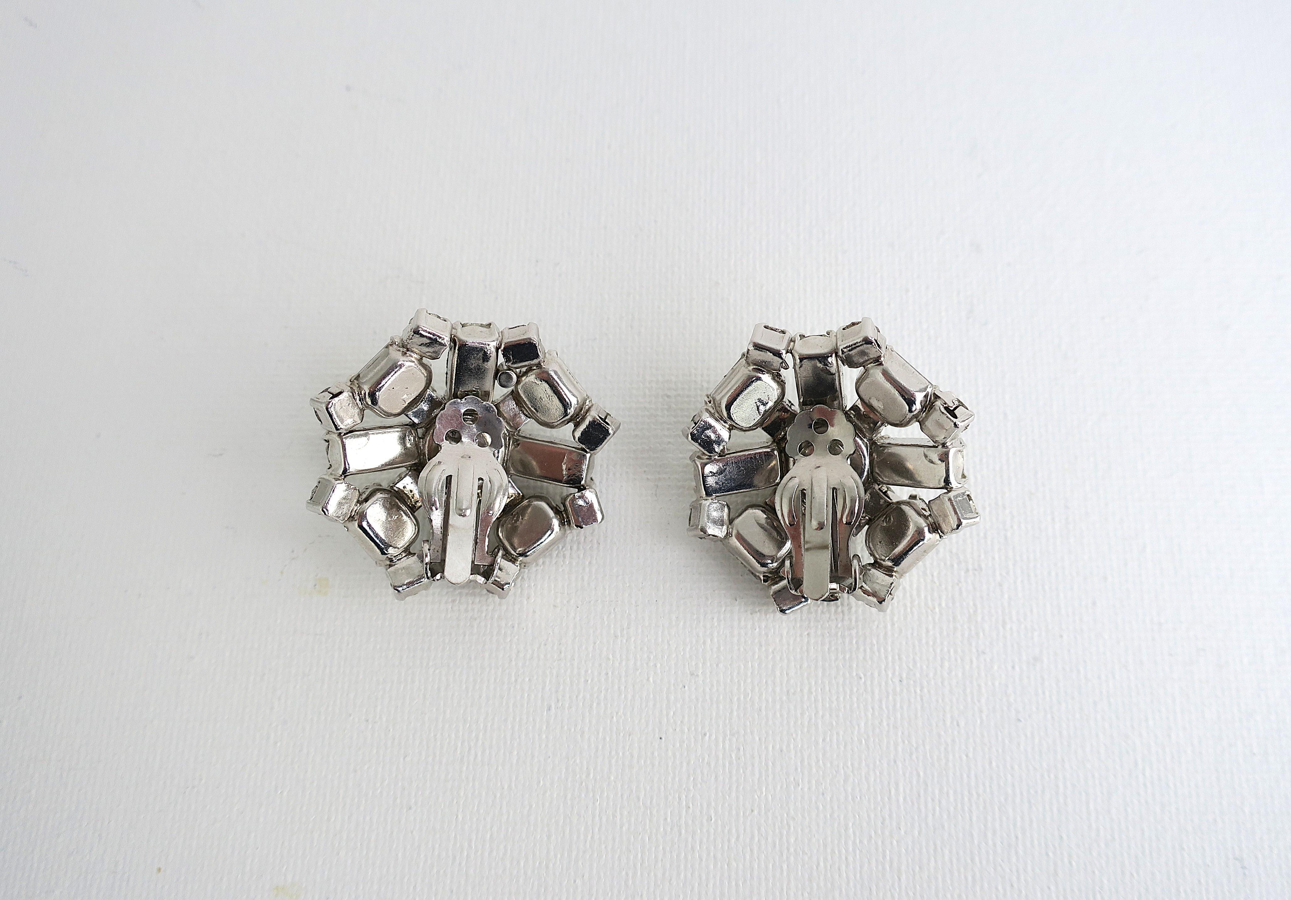 Diamond-Esque Rhinestone Earrings For Sale 6
