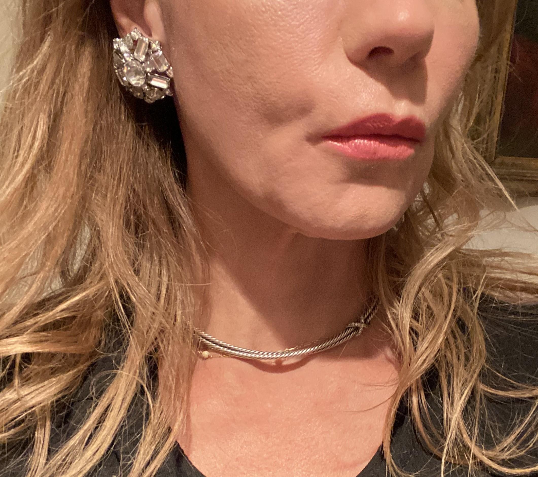 Women's or Men's Diamond-Esque Rhinestone Earrings For Sale