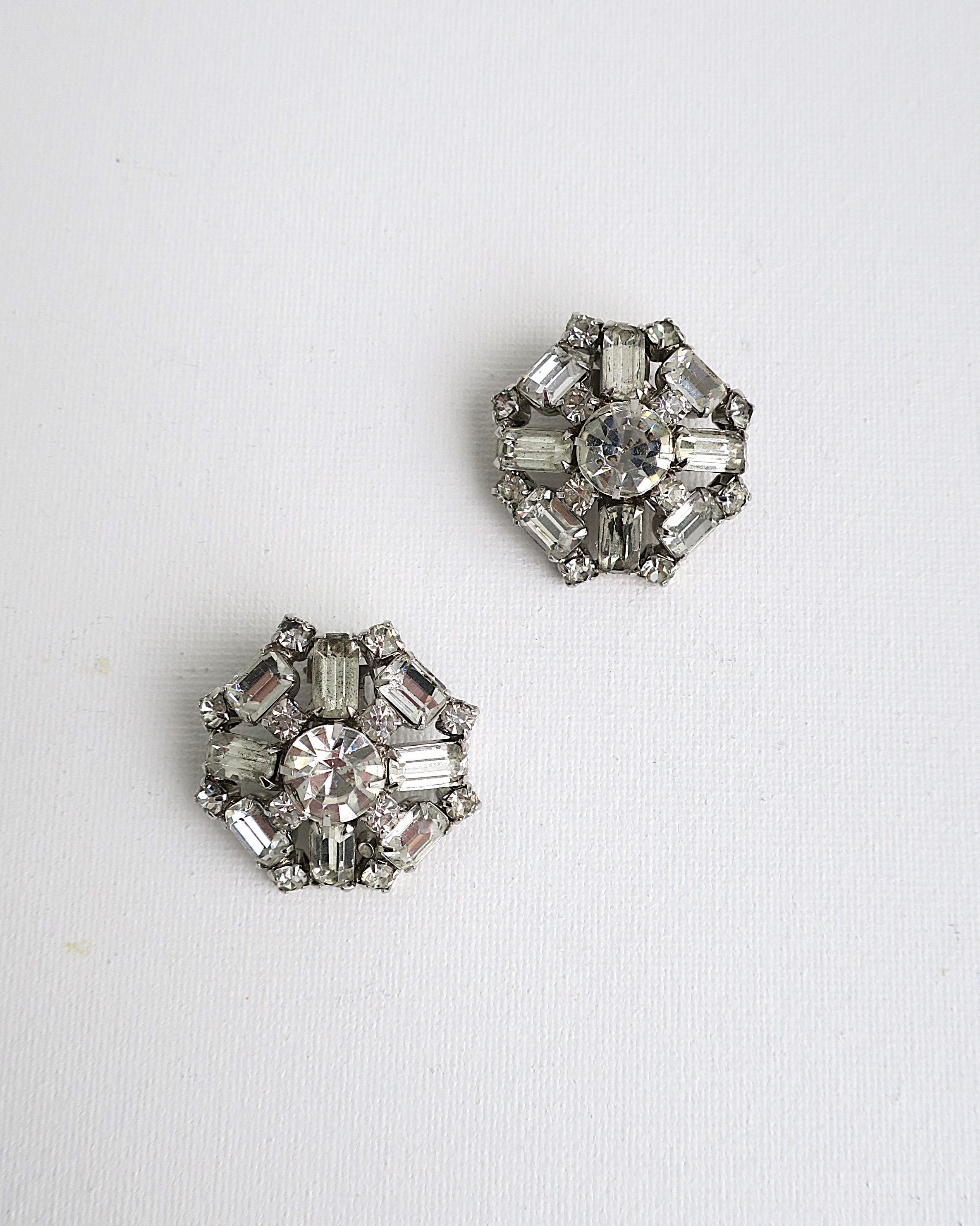 Diamond-Esque Rhinestone Earrings For Sale 3