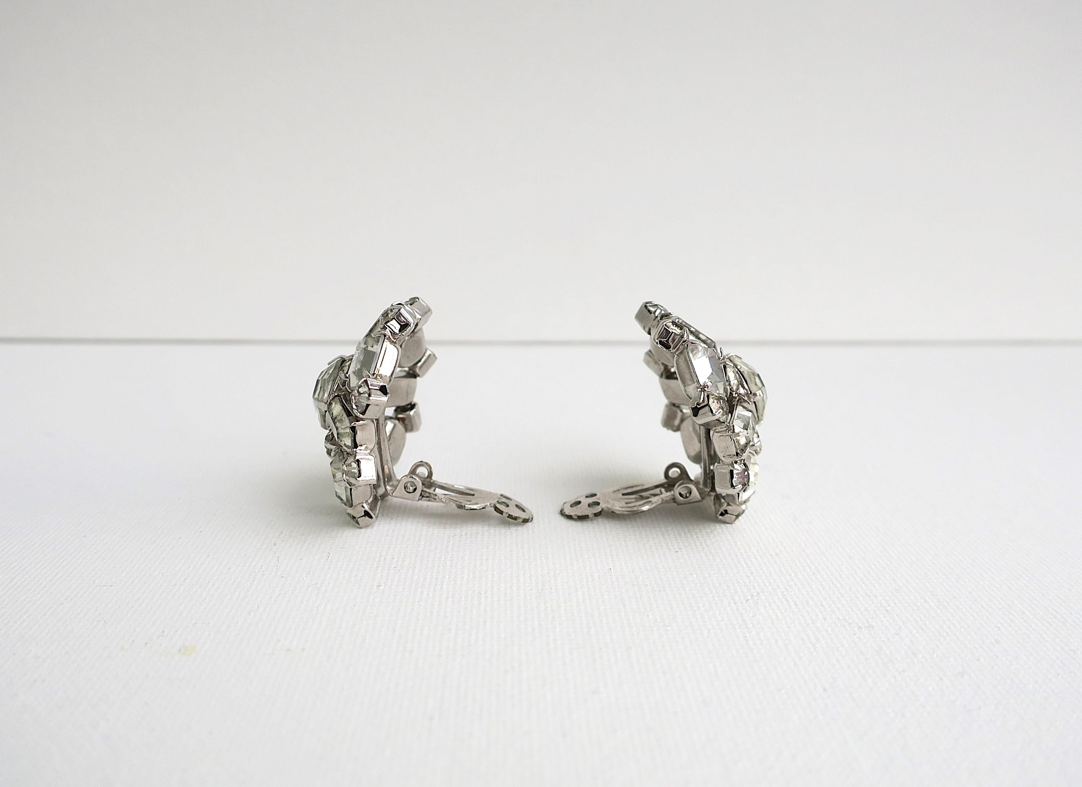 Diamond-Esque Rhinestone Earrings For Sale 4