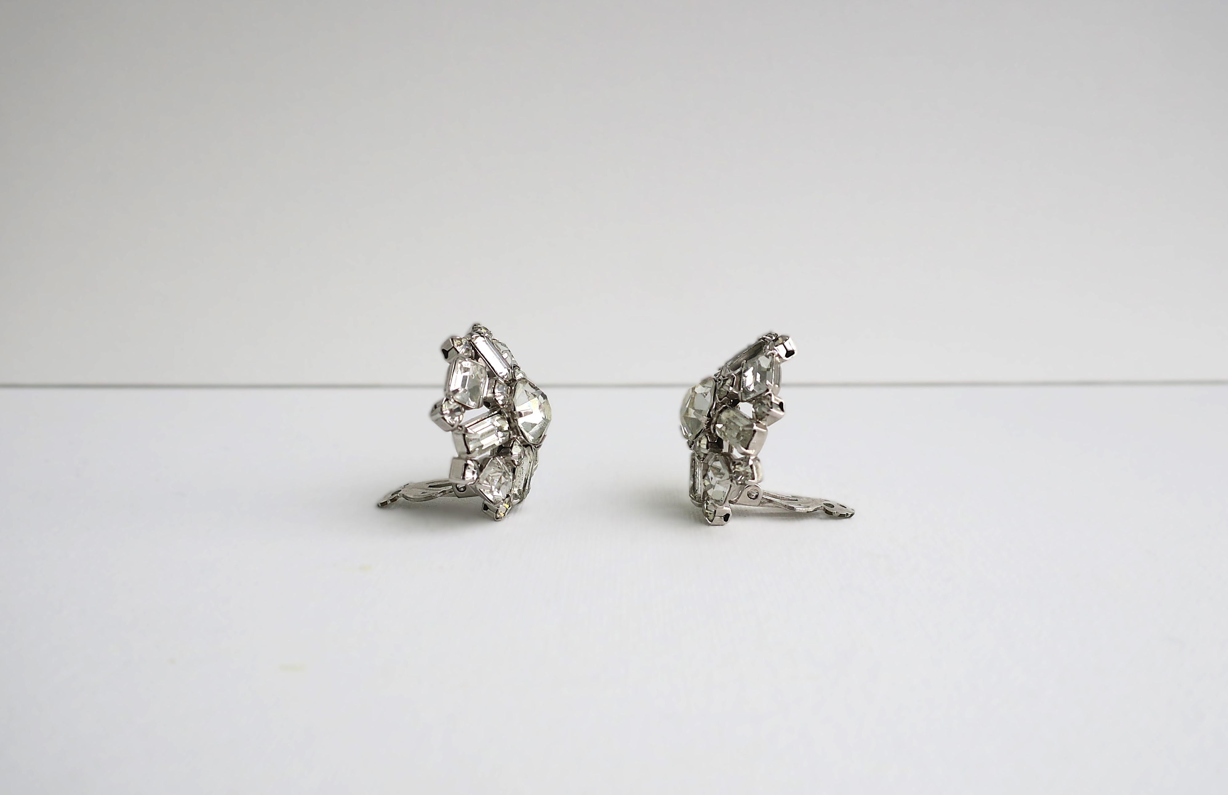 Diamond-Esque Rhinestone Earrings For Sale 5