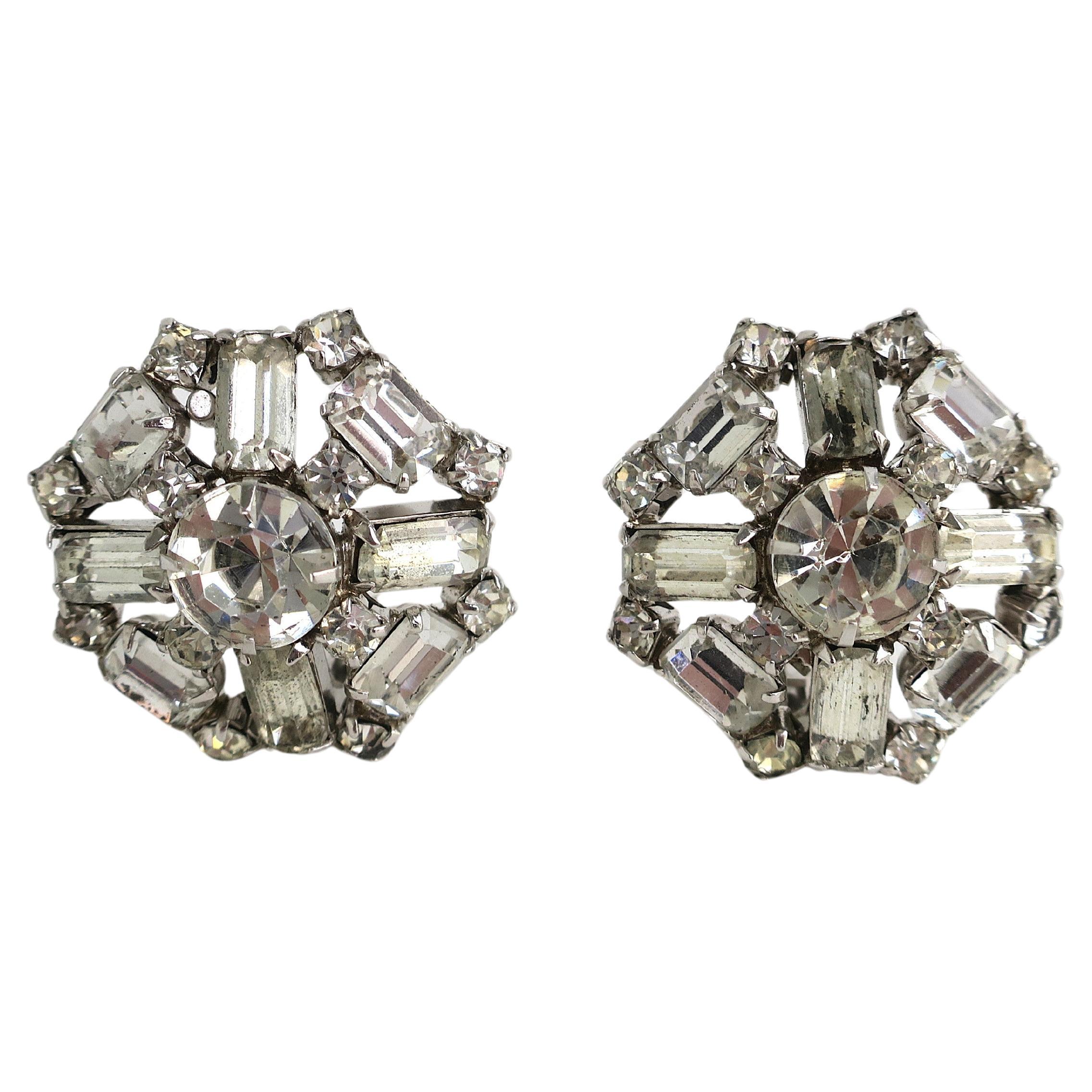 Diamond-Esque Rhinestone Earrings For Sale
