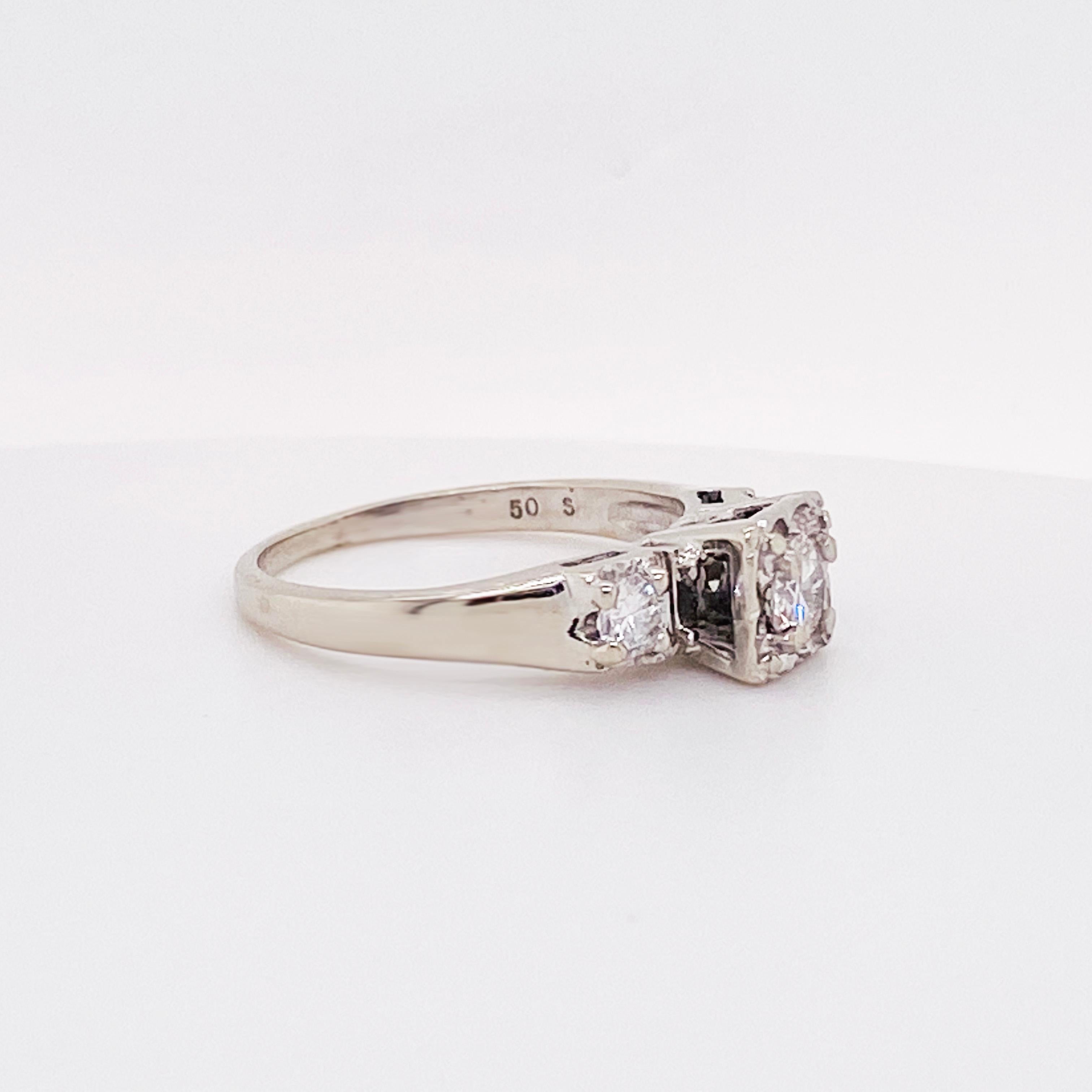 Round Cut Diamond Estate Wedding Set, 1.06 Carat Total Wt, Ring or Adjustable