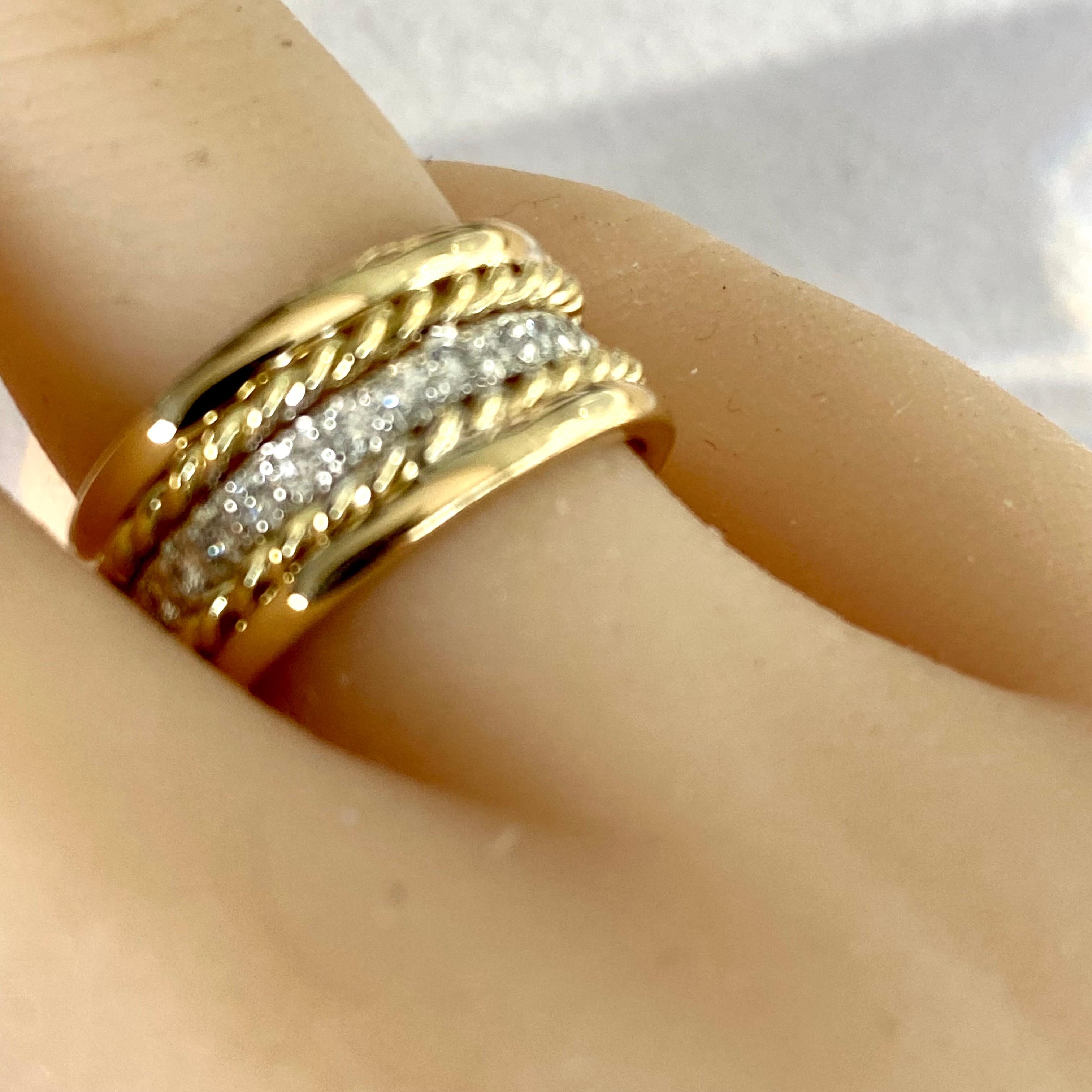 Diamond Eternity 0.60 Carat Band 8 Millimeter Platinum 18 Karat Yellow Gold Band In New Condition For Sale In New York, NY