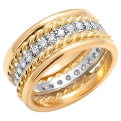 Anneau d'éternité en or jaune 18 carats avec diamants de 0,60 carat et platine de 8 mm