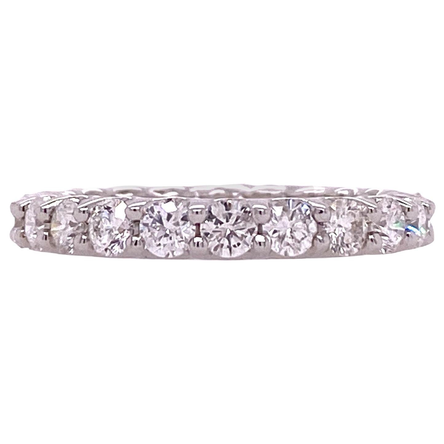 2.25 Carat Diamond Eternity 18 Karat White Gold Wedding Band Ring For Sale