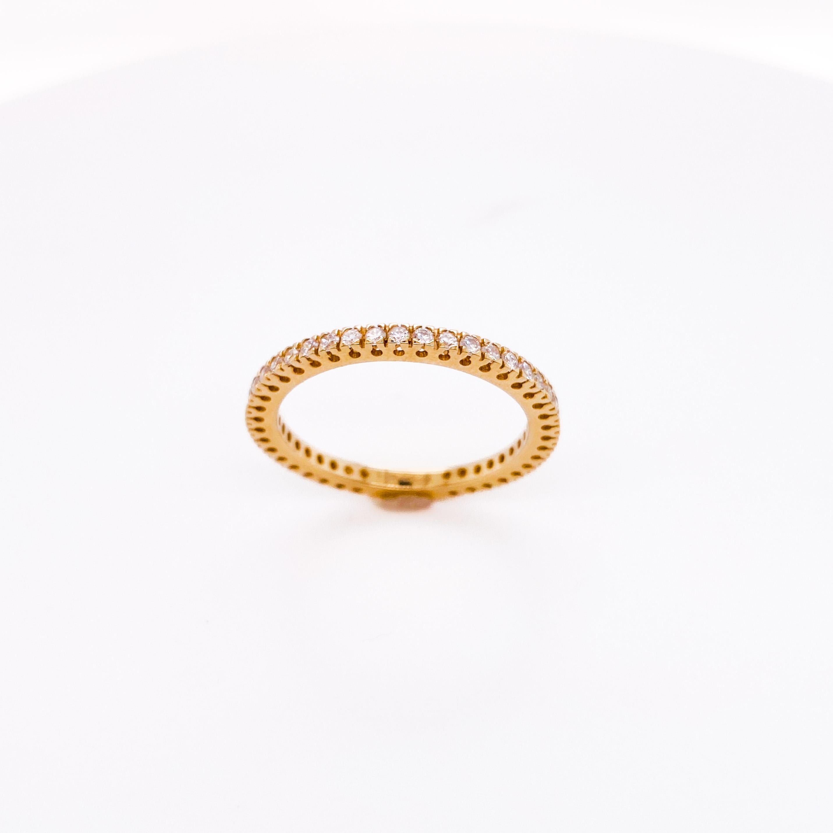 Modern Diamond Eternity Band 1/2 Carat, 14k Yellow or White or Rose Gold, Stackable For Sale