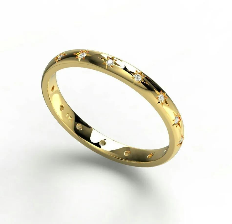 Diamond Eternity Band 14K Solid Yellow Gold Engraved Star Diamond Stacking Ring.
Light weight can be worn everyday

Additional information:
Condition: New with tags: A brand-new, unused, and unworn item (including handmade items) in the original