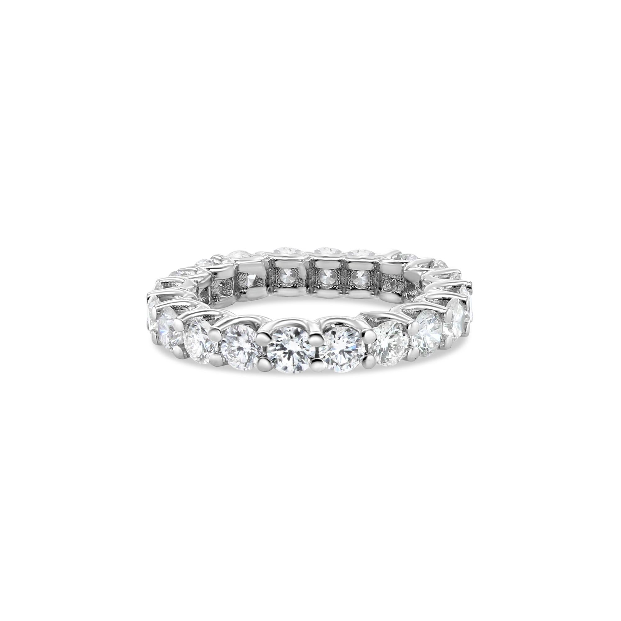 Taille ronde Bracelet d'éternité en or blanc 14k avec diamant en vente