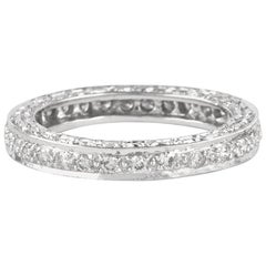 Antique Diamond Eternity Band 18 Karat White Gold with Filigree Work