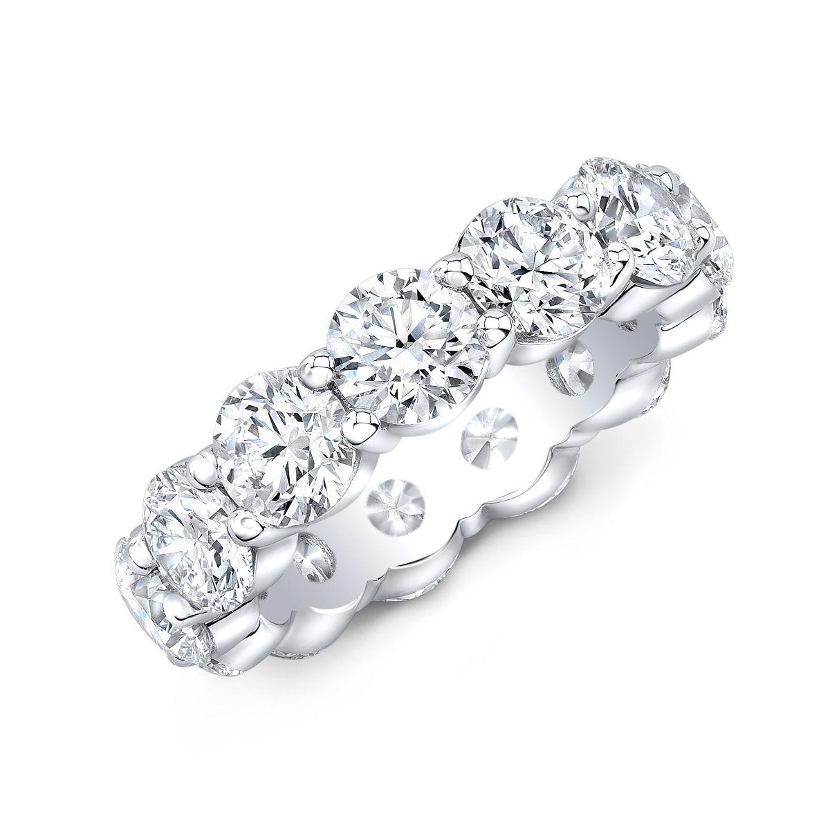 Round Cut 18K White Gold Round Diamond Eternity Band 7.15cttw  For Sale