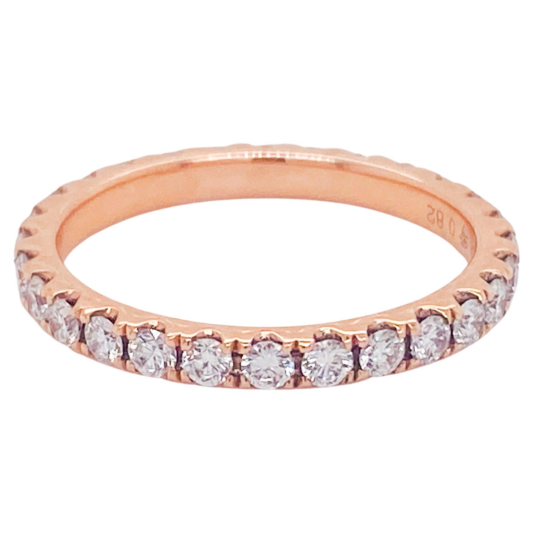Bracelet d'éternité en or jaune rose et blanc 14 carats avec diamants de 0,82 carat, empilable