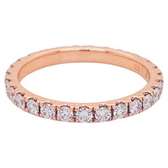 Bracelet d'éternité en or jaune rose et blanc 14 carats avec diamants de 0,82 carat, empilable