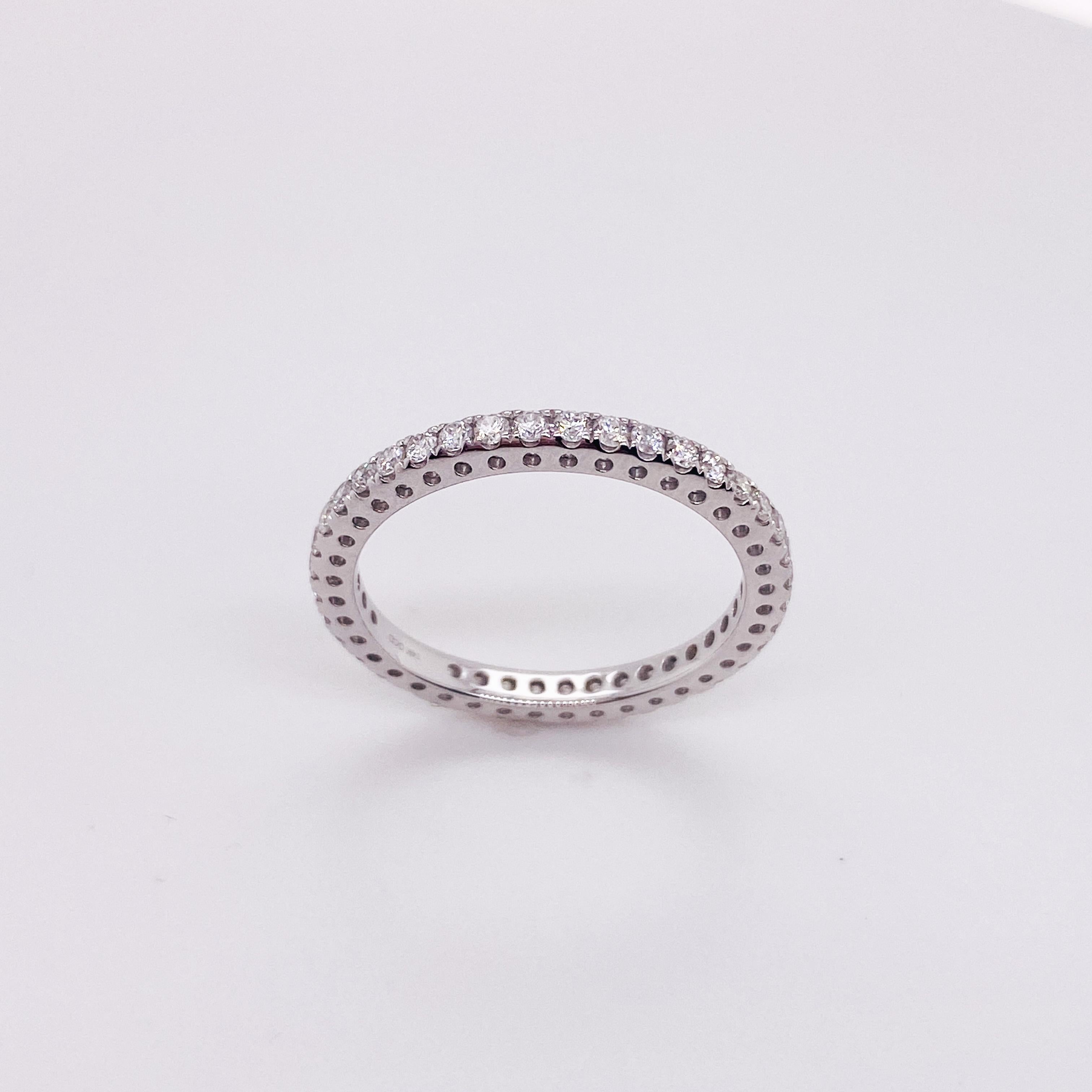 For Sale:  Diamond Eternity Band in 14k White Gold .54cttw Half Carat Stackable Ring 2