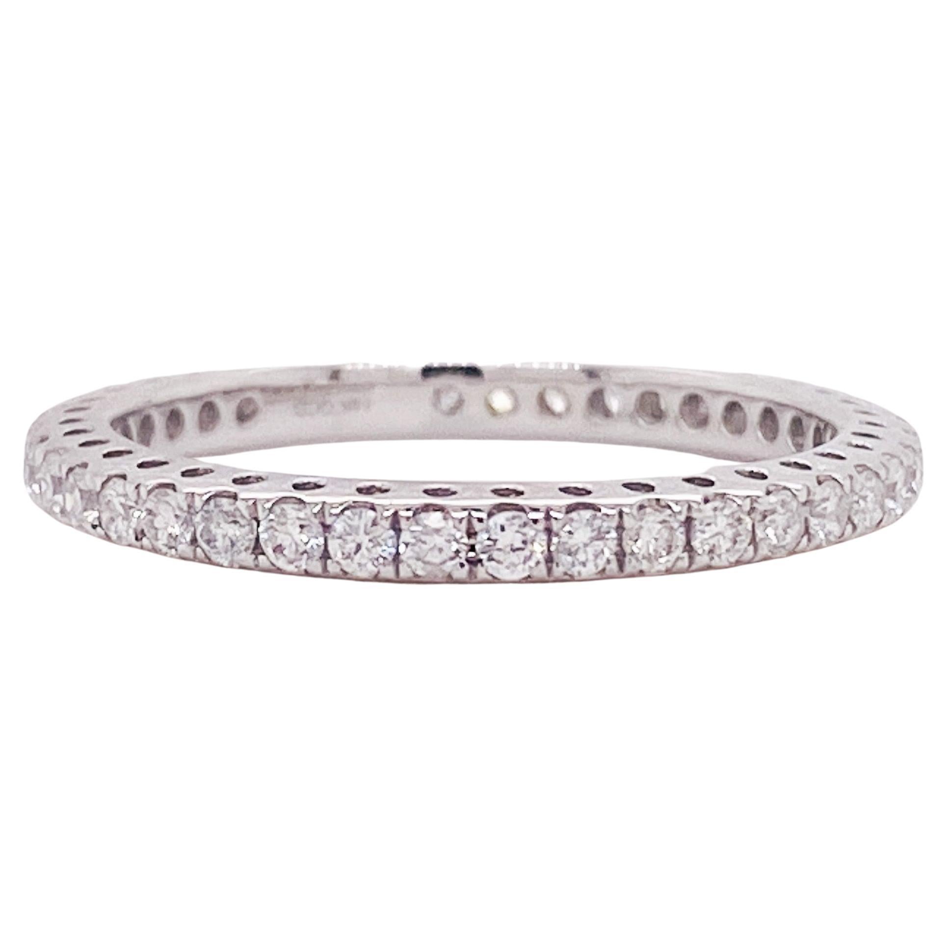 Bague d'éternité en or blanc 14K avec diamant .54 cttw Half Carat Stackable Ring