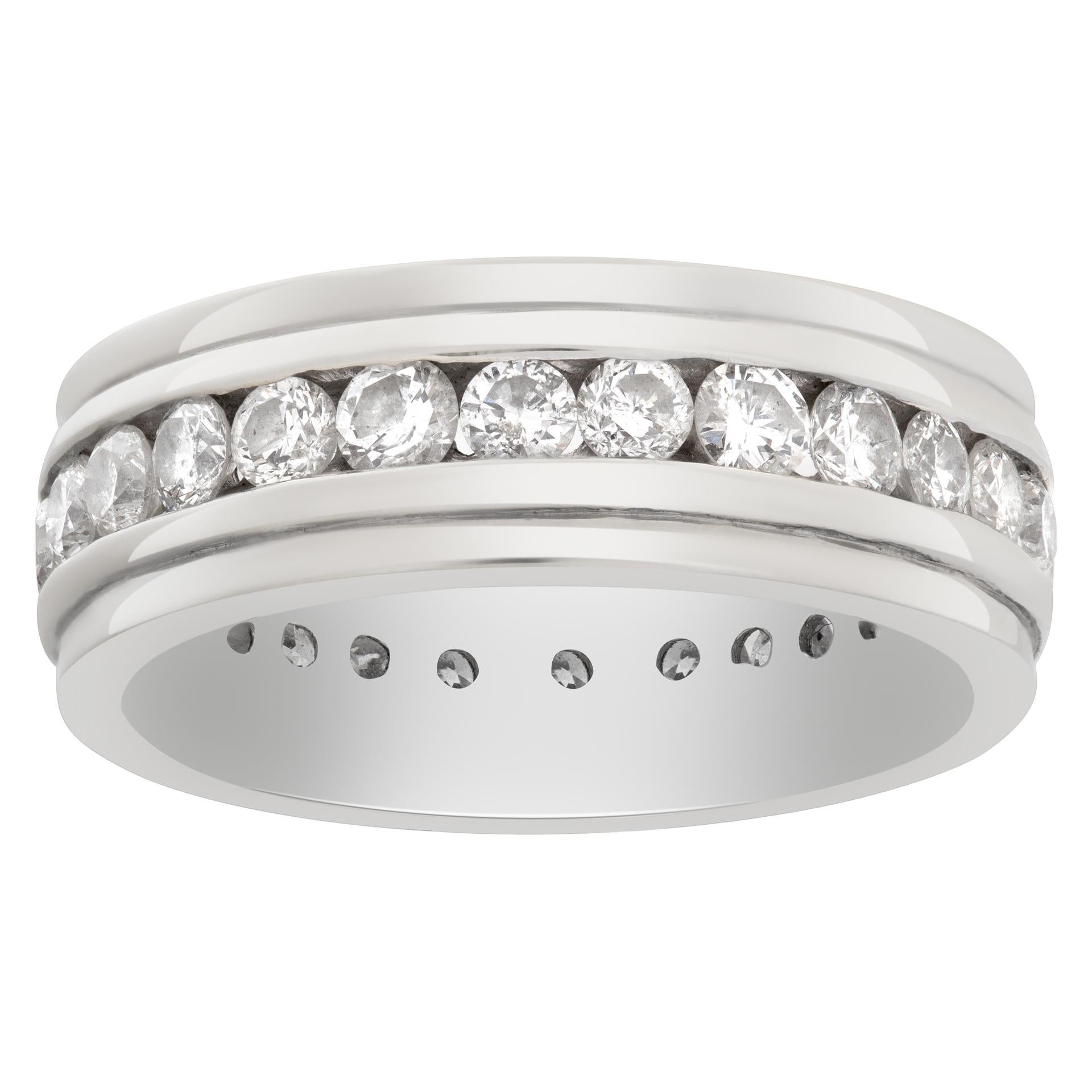 Diamond eternity band in 14k white gold with approx. 1 carat in G-H color, VS clarity diamonds. Size 7.25