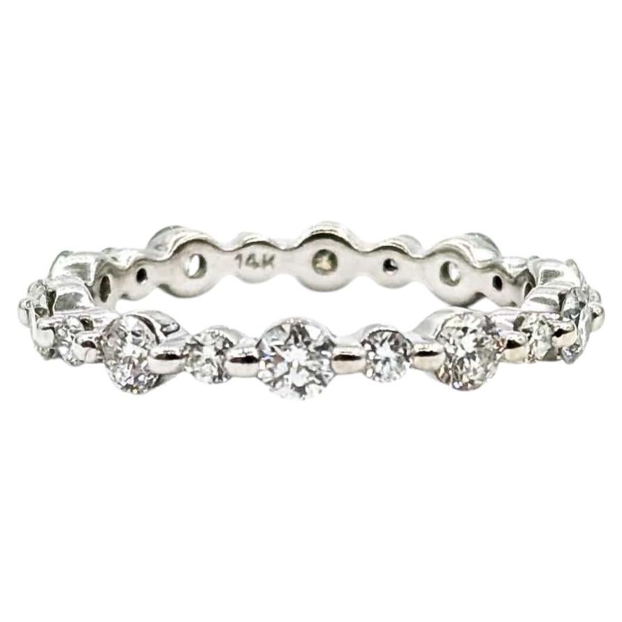 Diamond Eternity Band in 14k White Gold For Sale