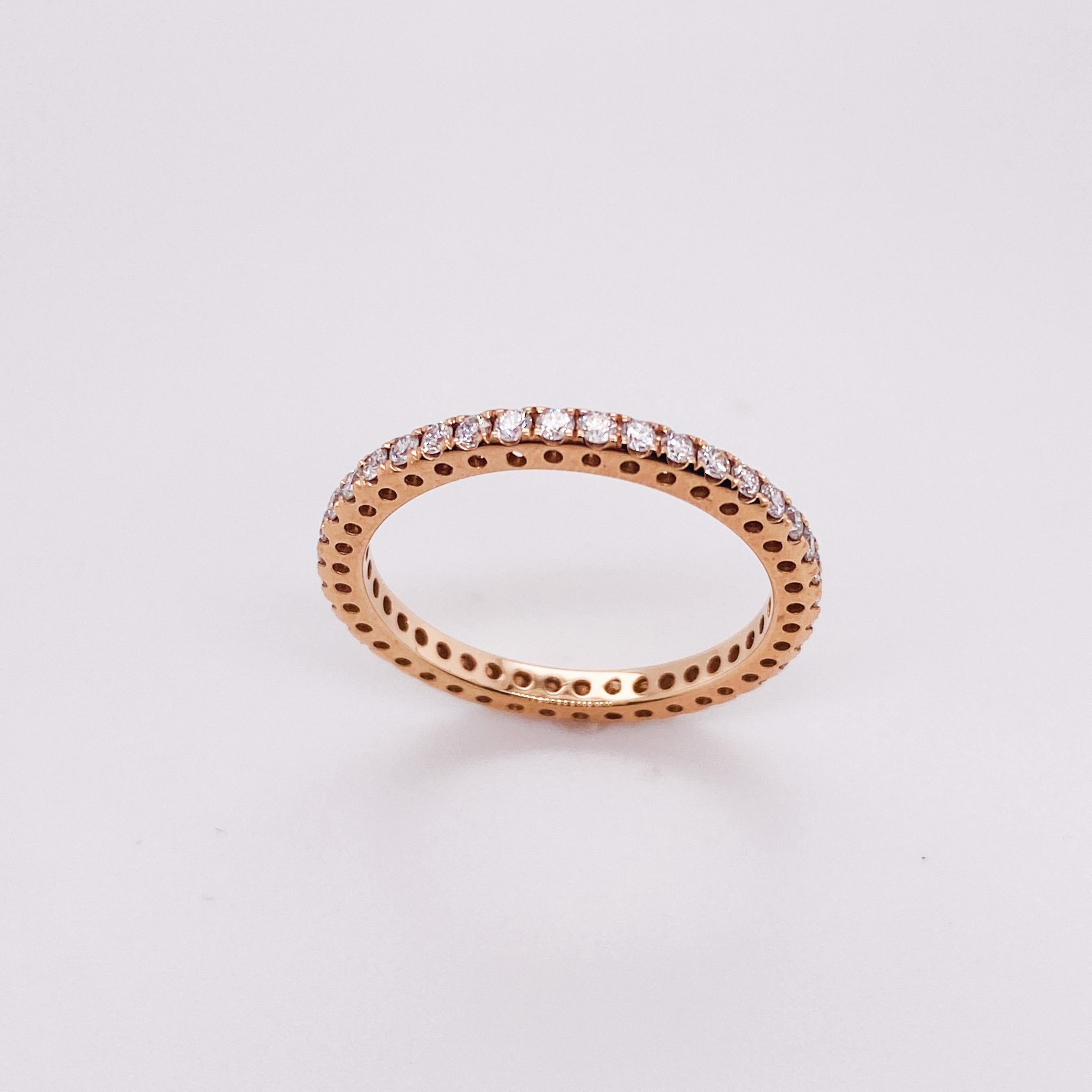 For Sale:  Diamond Eternity Band in 18k Rose Gold .54cttw Half Carat Stackable Ring 2