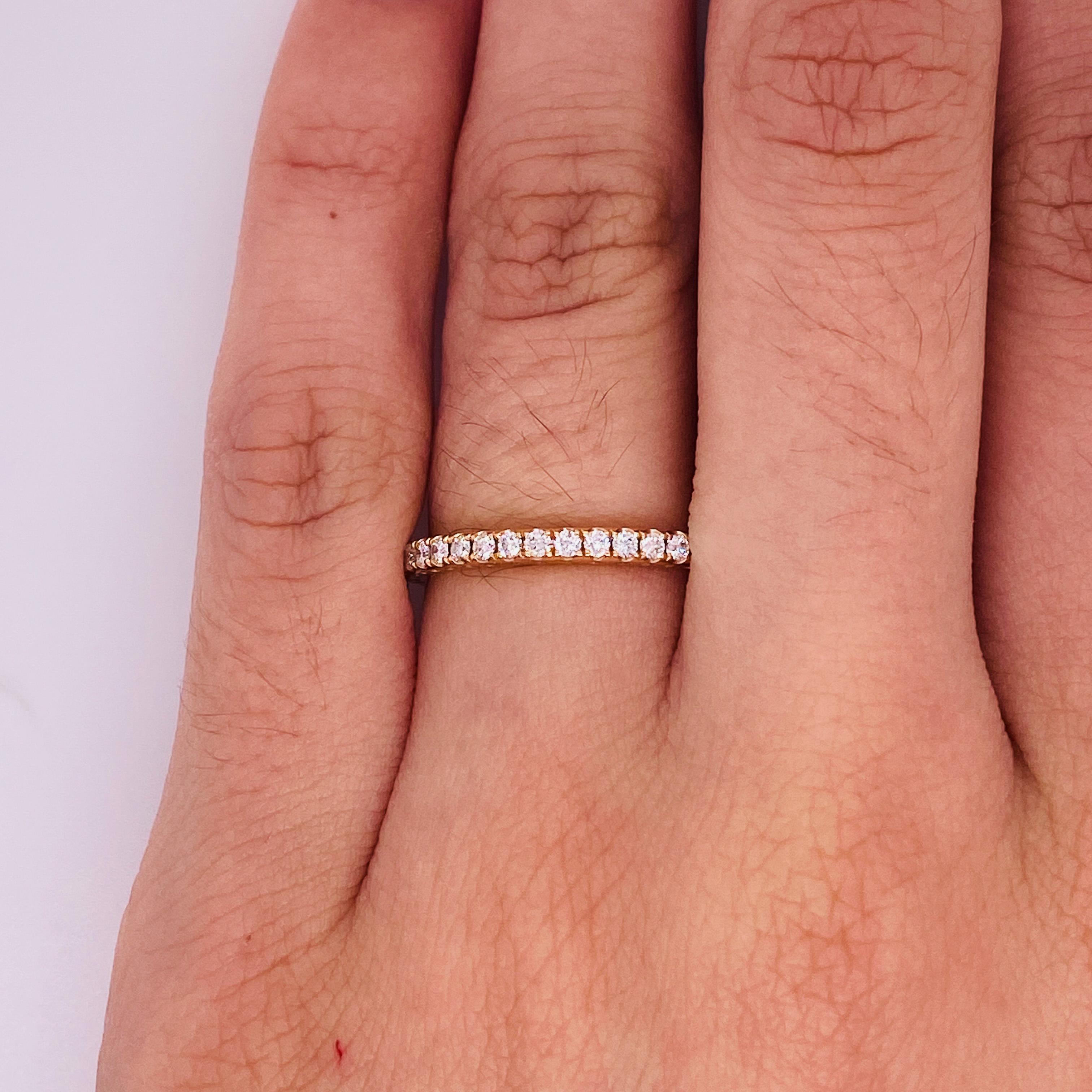 For Sale:  Diamond Eternity Band in 18k Rose Gold .54cttw Half Carat Stackable Ring 4