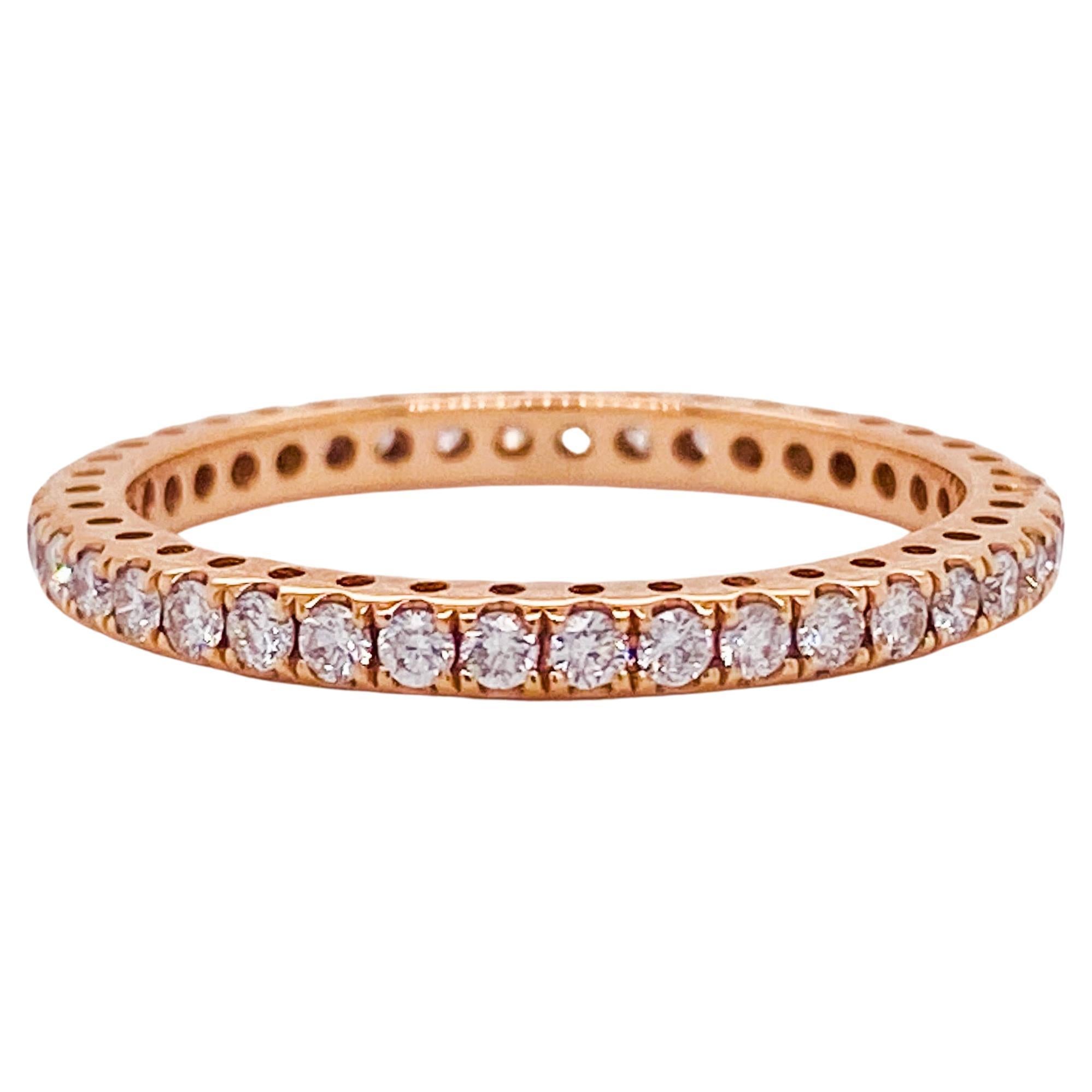 For Sale:  Diamond Eternity Band in 18k Rose Gold .54cttw Half Carat Stackable Ring