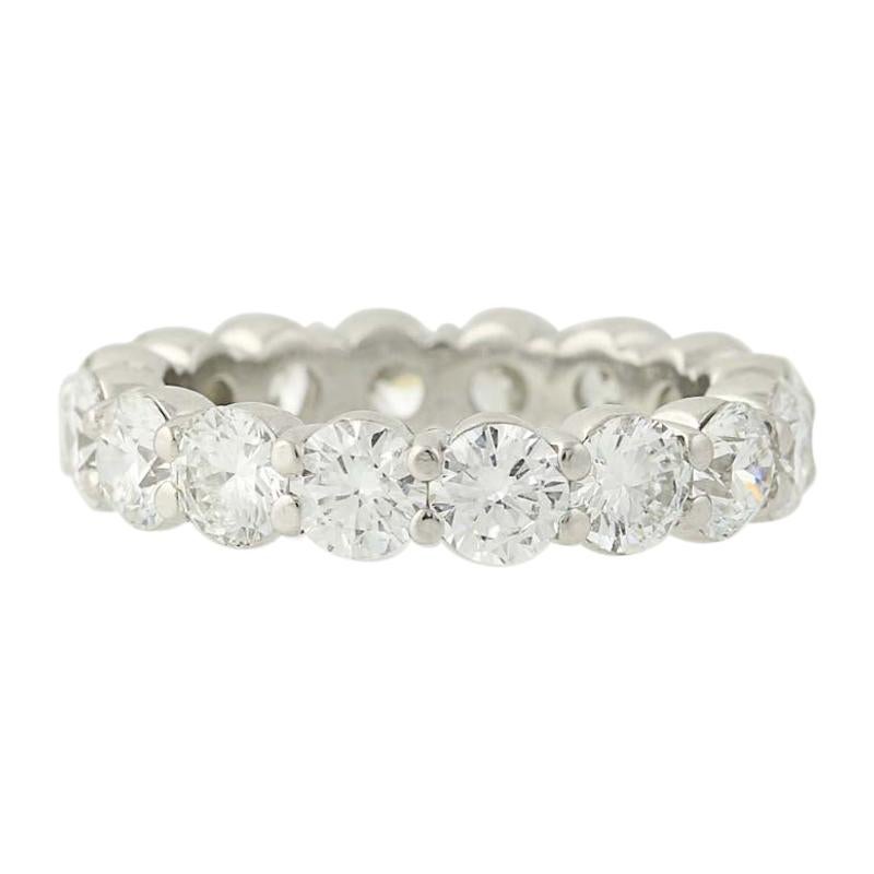 Diamond Eternity Band, Platinum Wedding Anniversary Ring Round Cut 4.16