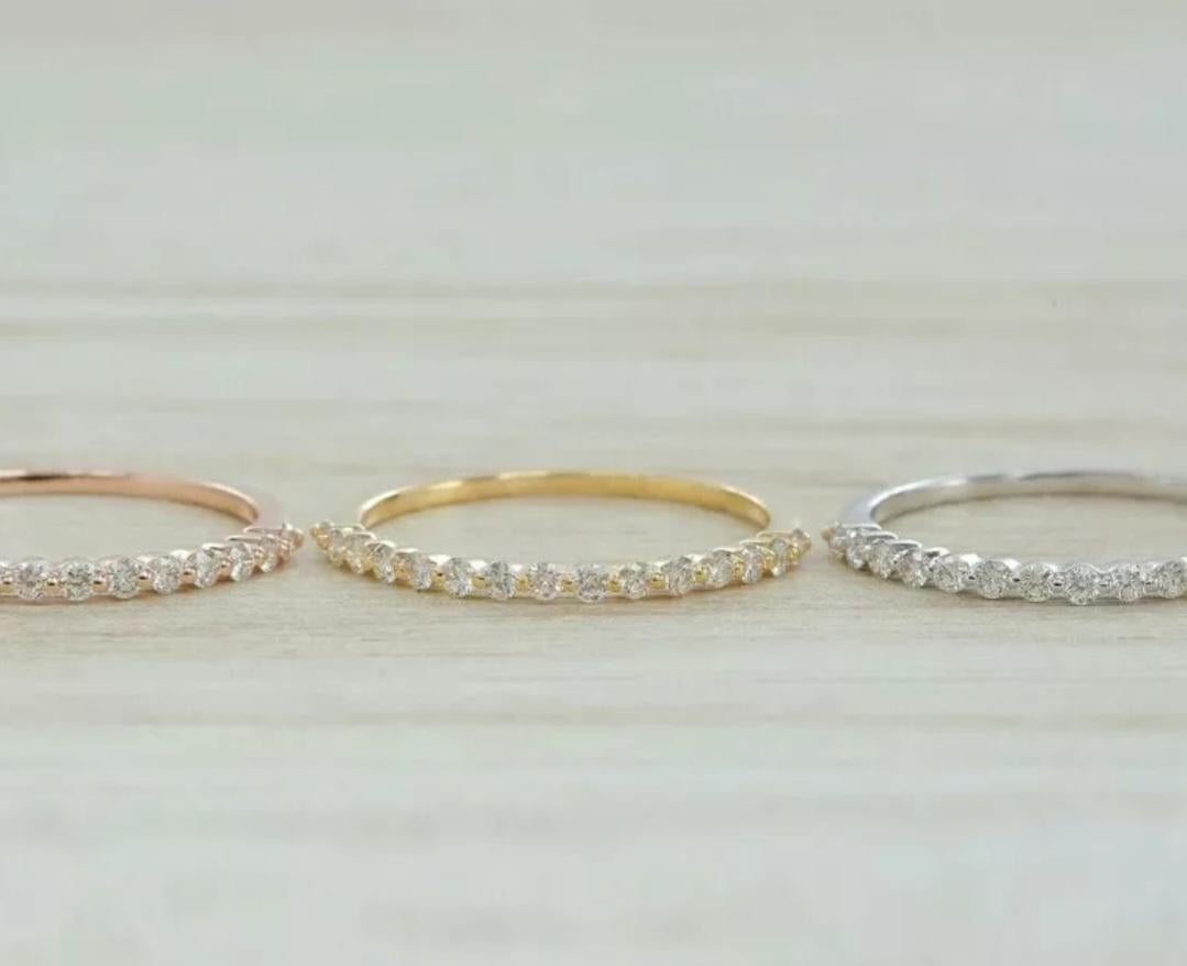 Round Cut Diamond Eternity Band Ring In 14k Solid Gold Unique Wedding Gift For Women . For Sale