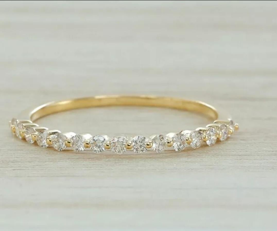 Women's or Men's Diamond Eternity Band Ring In 14k Solid Gold Unique Wedding Gift For Women . For Sale