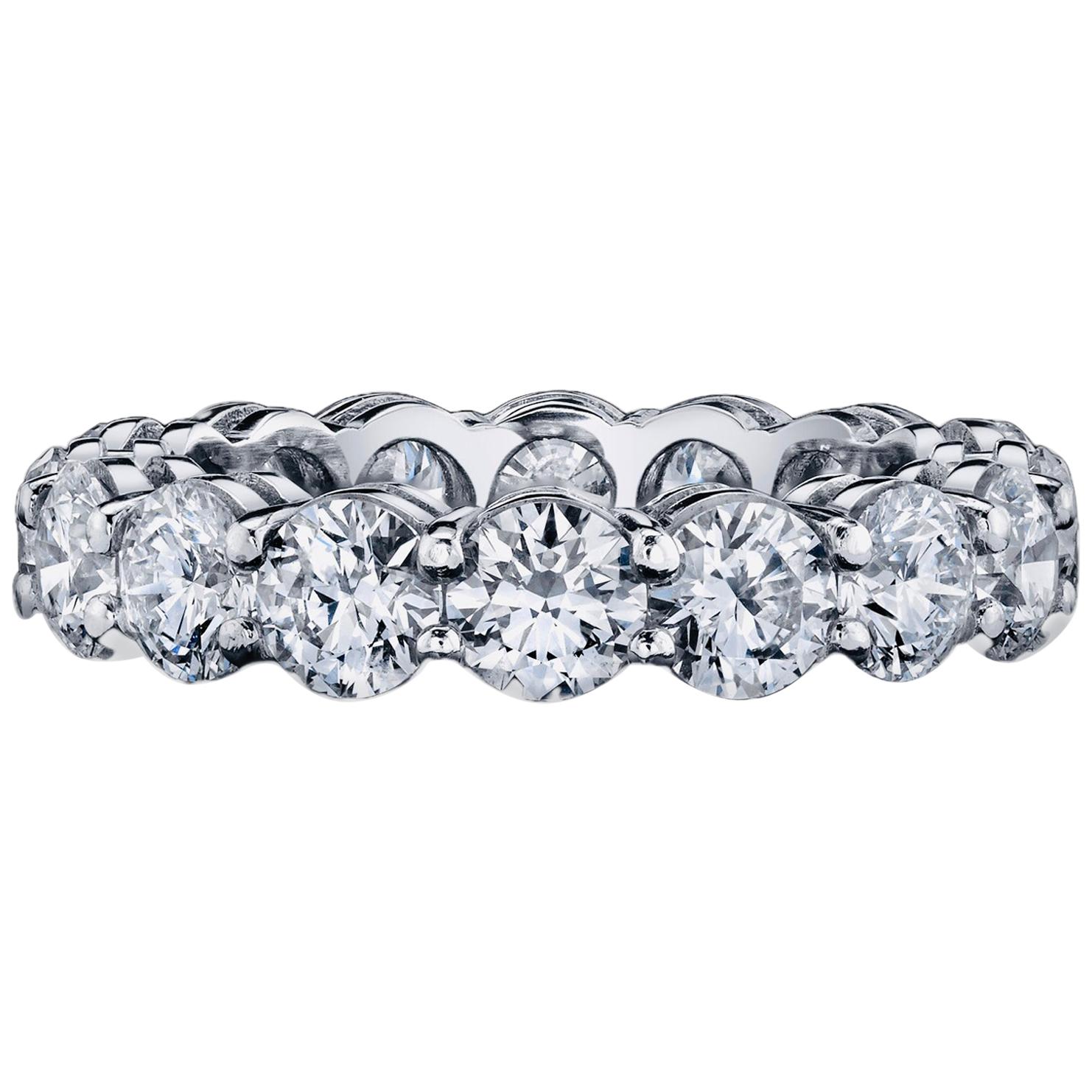 Diamond Eternity Band Ring Set in Platinum 4.80 Carat D/E Colors VS/SI