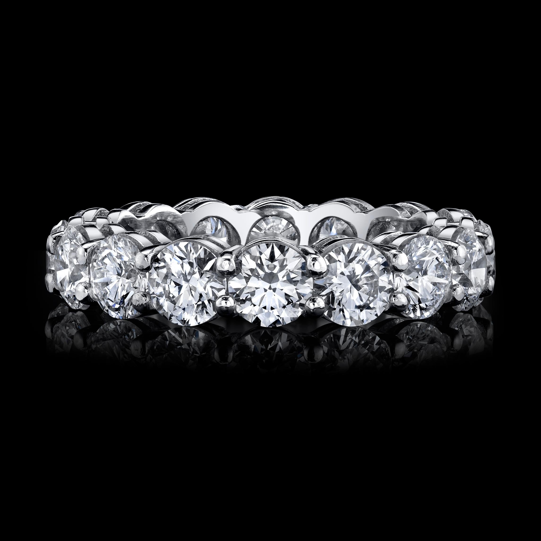 DIAMOND ETERNITY BAND RING SET IN PLATINUM

Round Diamonds DEF Color, SI1/SI2 Clarity

Each Diamond Weighs 0.30 carat +

With GIA Certificates

Total Carat Weight 4.53 Carats

Set in Platinum

Shipped in a gift box

ITEM DETAILS

    Item Number: