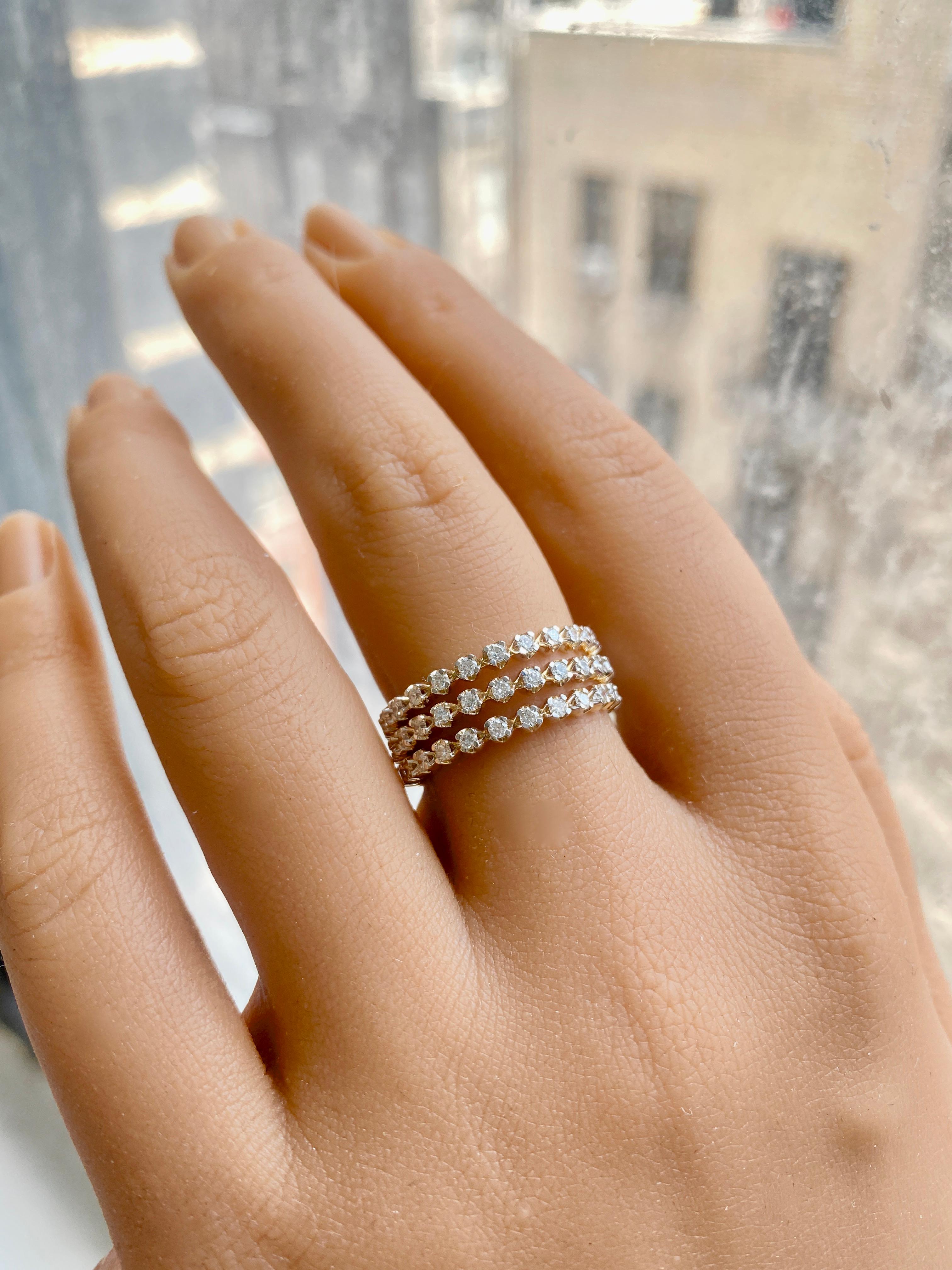 Diamond Eternity Band Stack, Natural Diamond Ring Stack, Dainty Stackable Rings For Sale 2