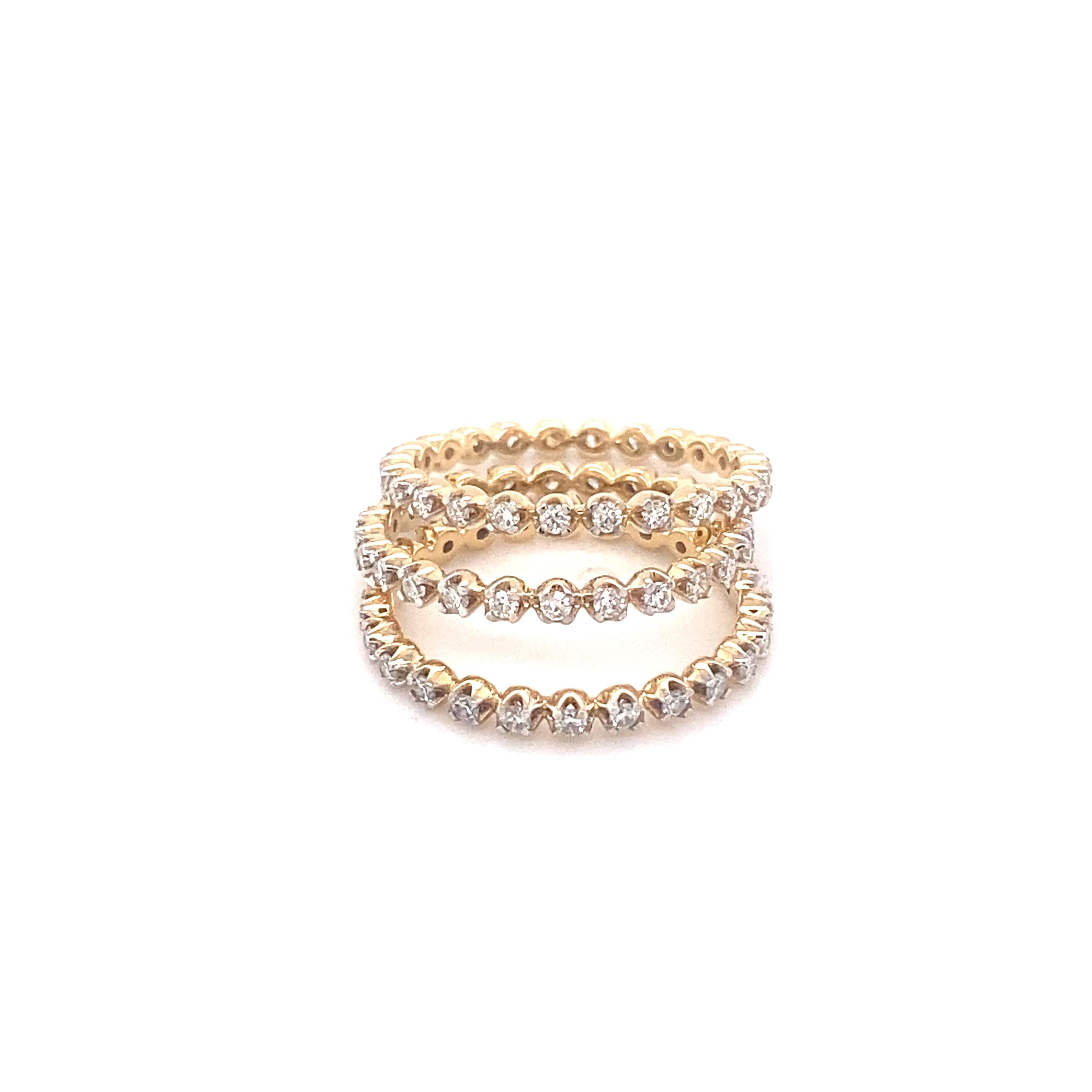 Round Cut Diamond Eternity Band Stack, Natural Diamond Ring Stack, Dainty Stackable Rings For Sale