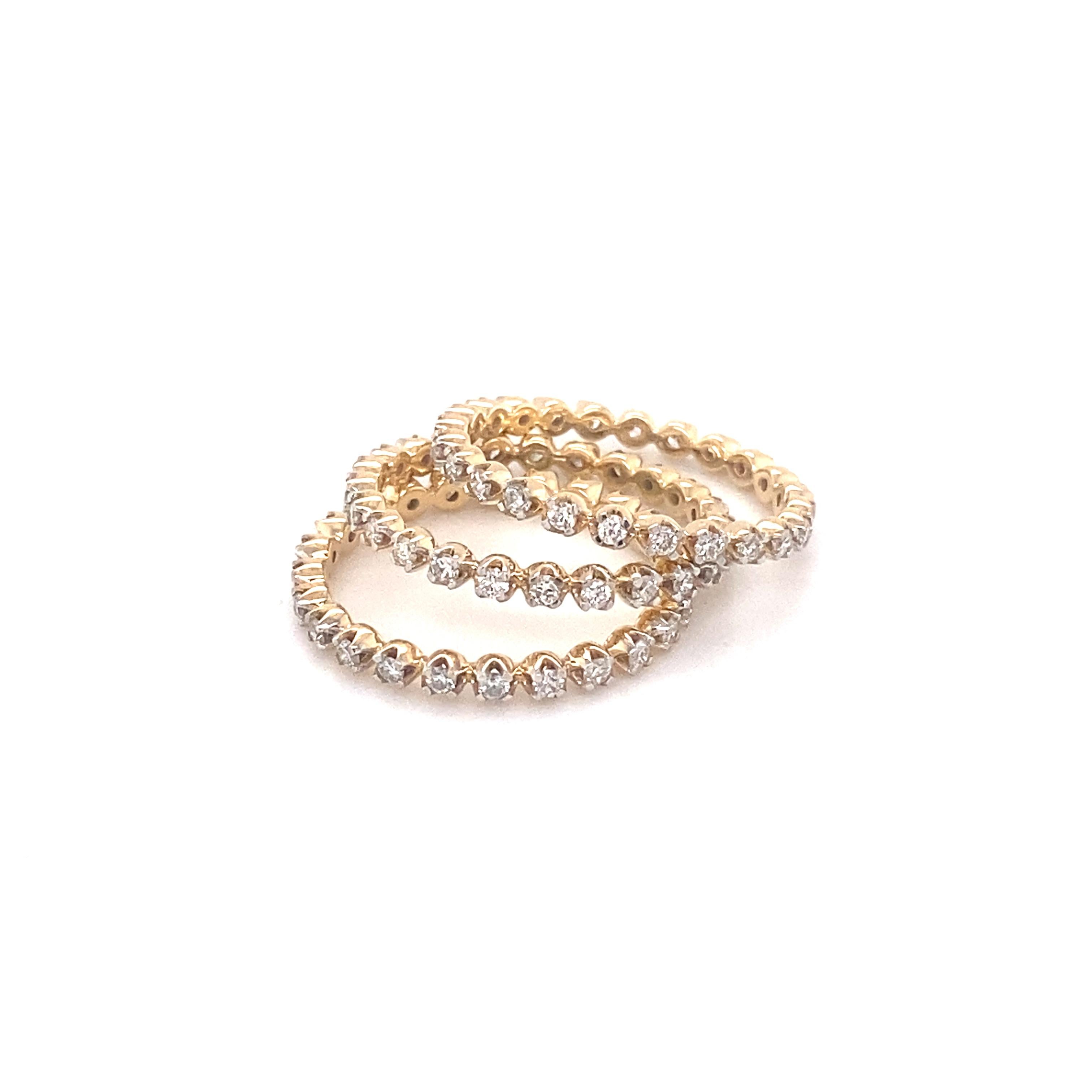 Diamond Eternity Band Stack, Natural Diamond Ring Stack, Dainty Stackable Rings In New Condition For Sale In New York, NY