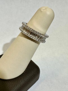 Diamond Eternity Band with Baguette & Round Diamonds 3.00 CT T.W. 18K W. G.