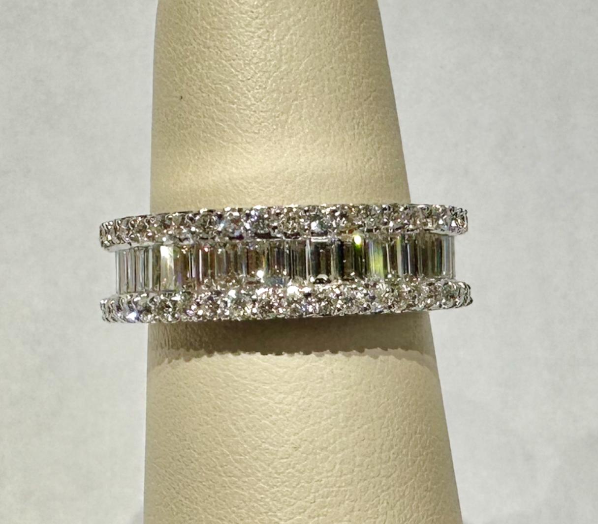 Diamond Eternity Band with Baguette & Round Diamonds  2.70 CT T.W. 18K W. G. For Sale 1