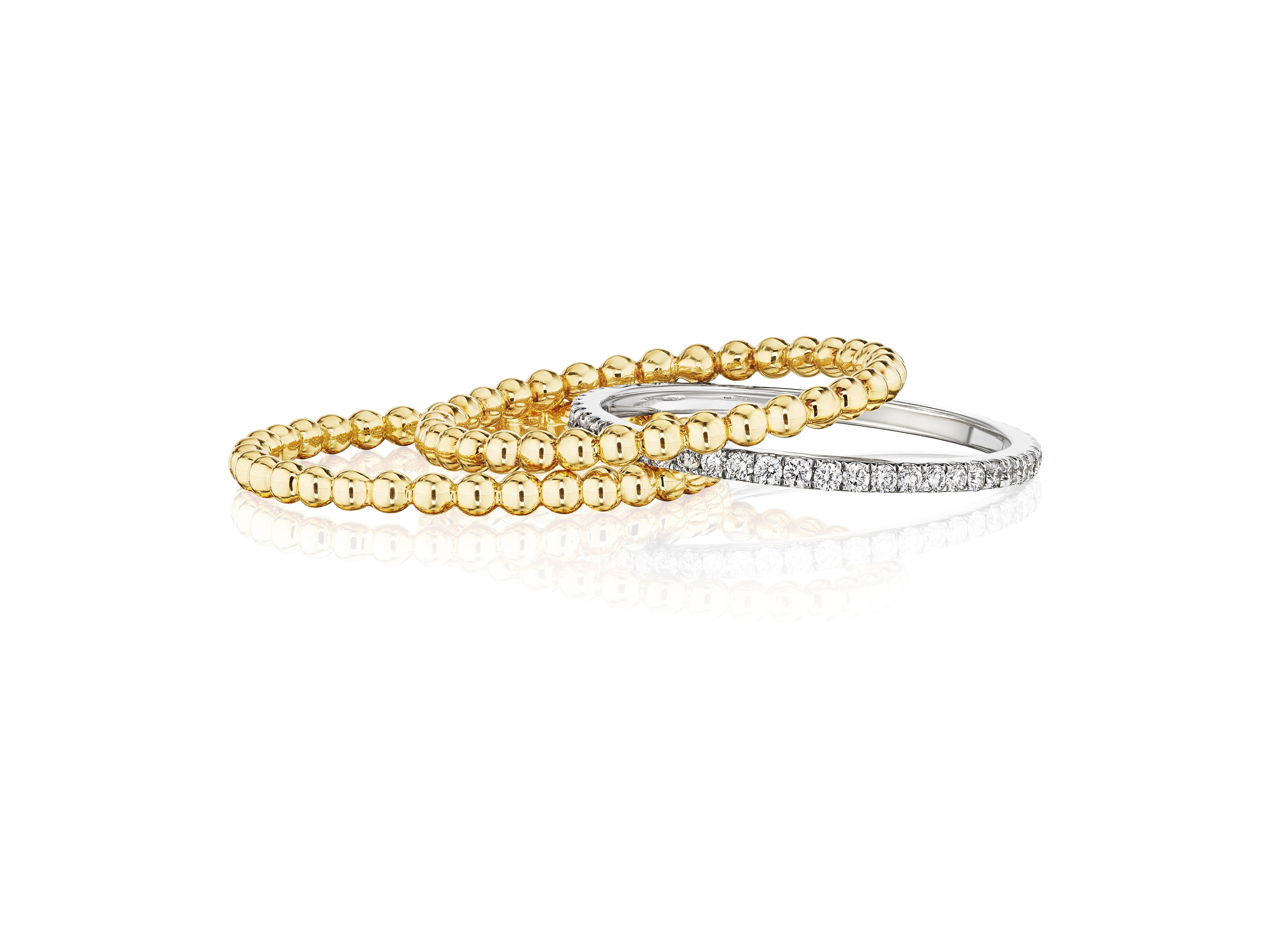 For Sale:  Diamond Eternity Band with Bead Stackable Ring Set in 18K Gold 2