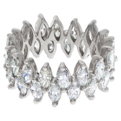 Diamond Eternity Band with Marquise Cut Diamonds Set in Platinum, Tcw 4.0 Carats