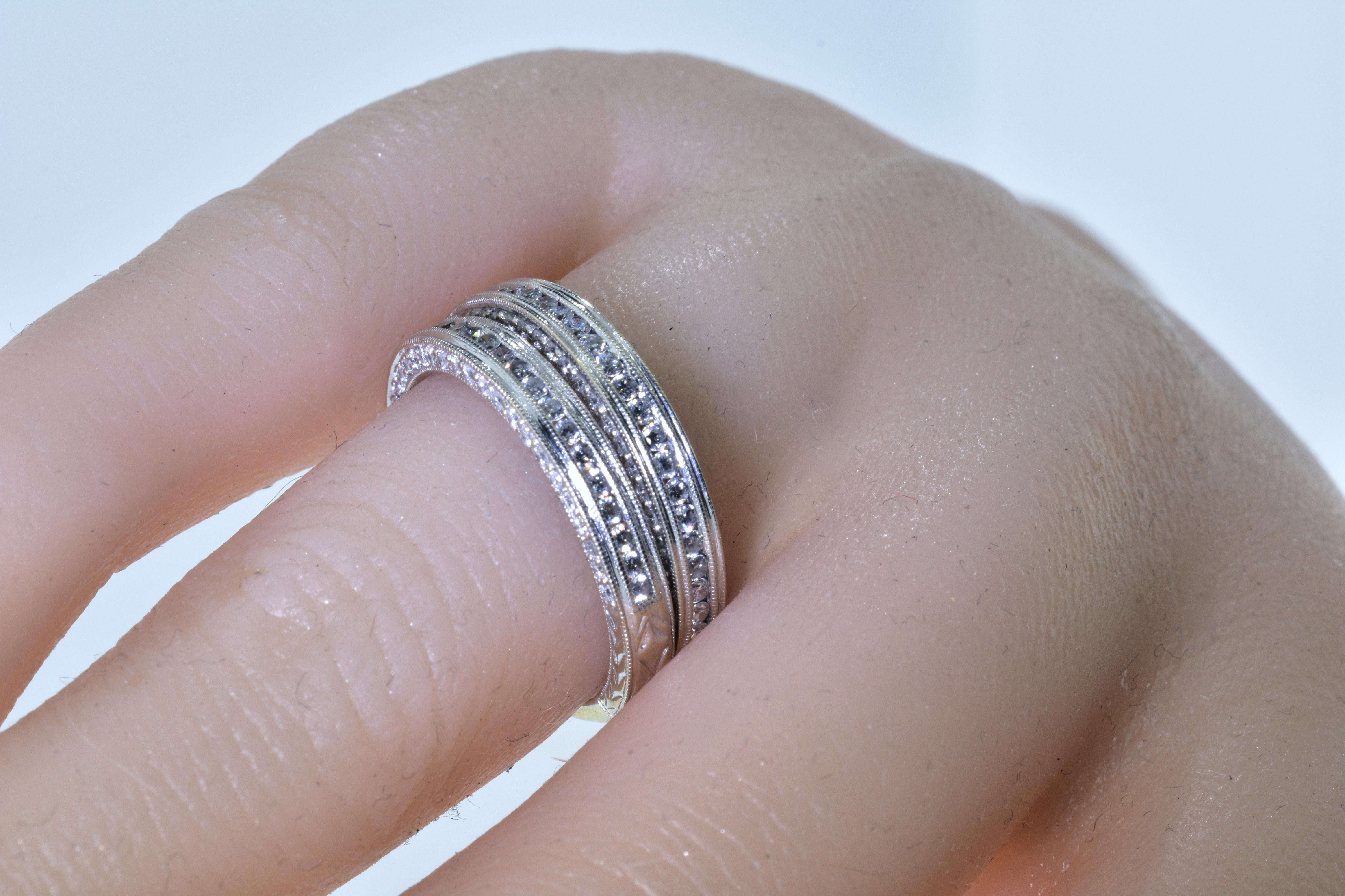 Brilliant Cut Diamond Eternity Bands with Diamonds on 3 Sides