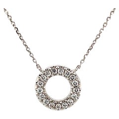 Diamond Eternity Circle and 18k White Gold Necklace, .26 Carats Total