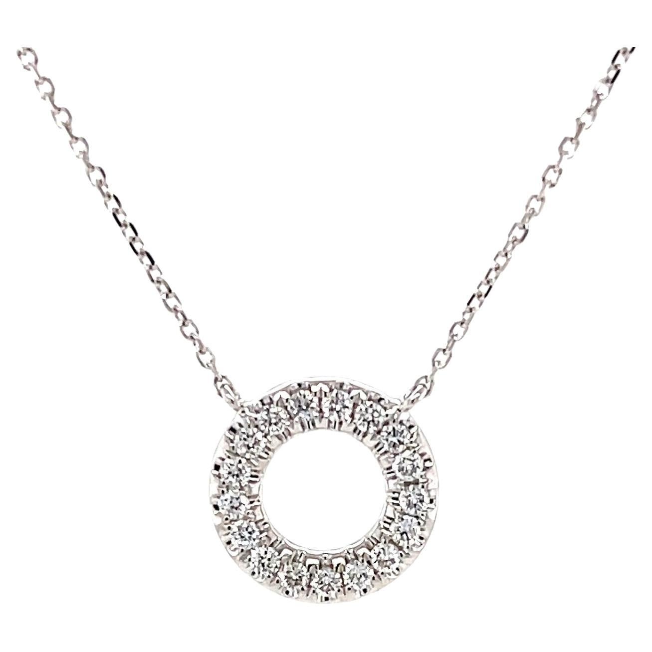 Collier d'éternité en or blanc 18 carats et cercle de diamants, 0,26 carats au total
