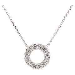 Diamond Eternity Circle and 18k White Gold Necklace, .26 Carats Total