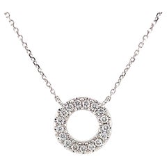 Diamond Eternity Circle and 18k White Gold Necklace, .26 Carats Total