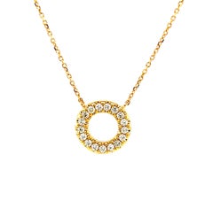 Diamond Eternity Circle and 18k Yellow Gold Necklace, .26 Carats Total