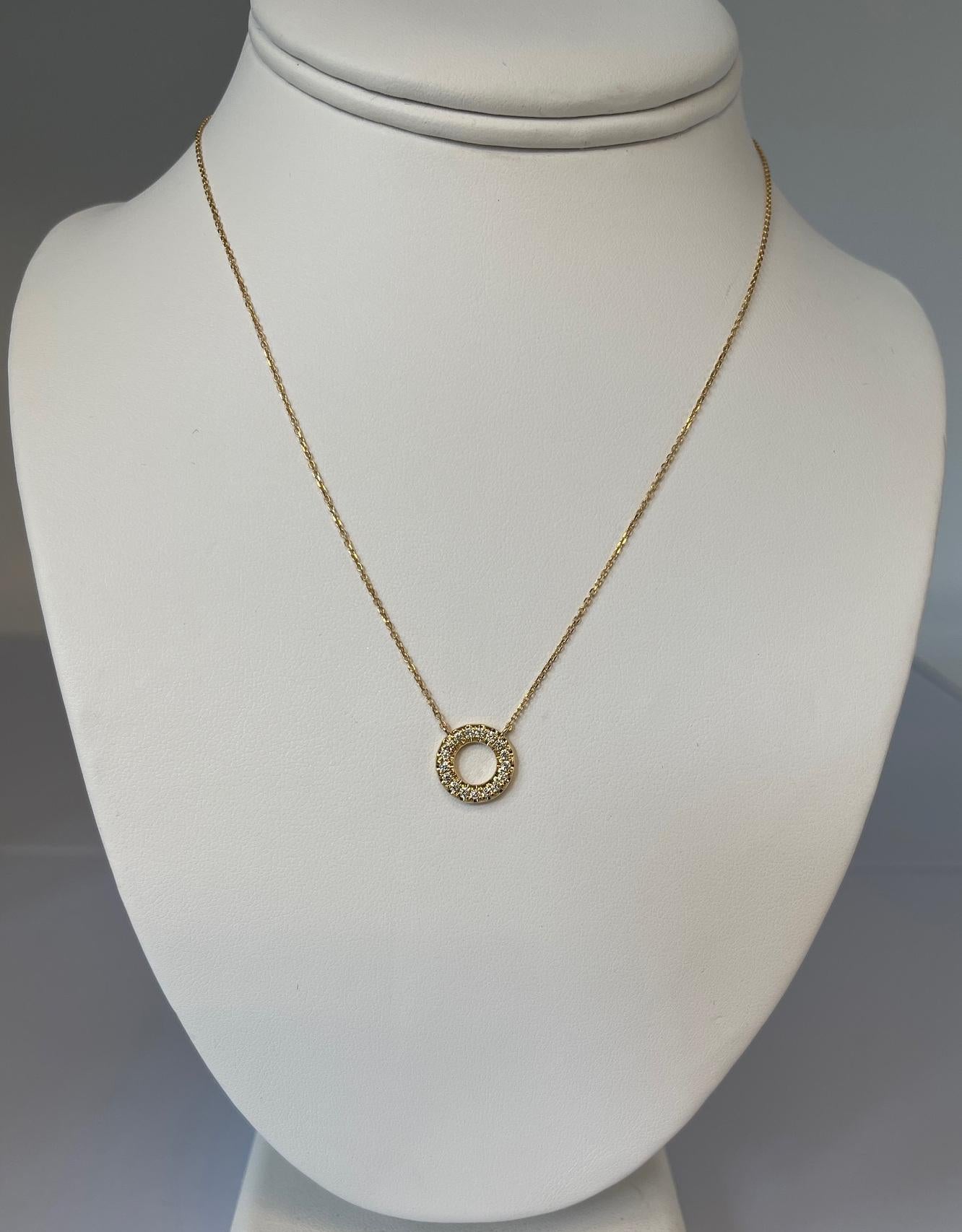 Collier d'éternité en or jaune 18k et cercle de diamants, 0,26 carats au total Neuf - En vente à Los Angeles, CA