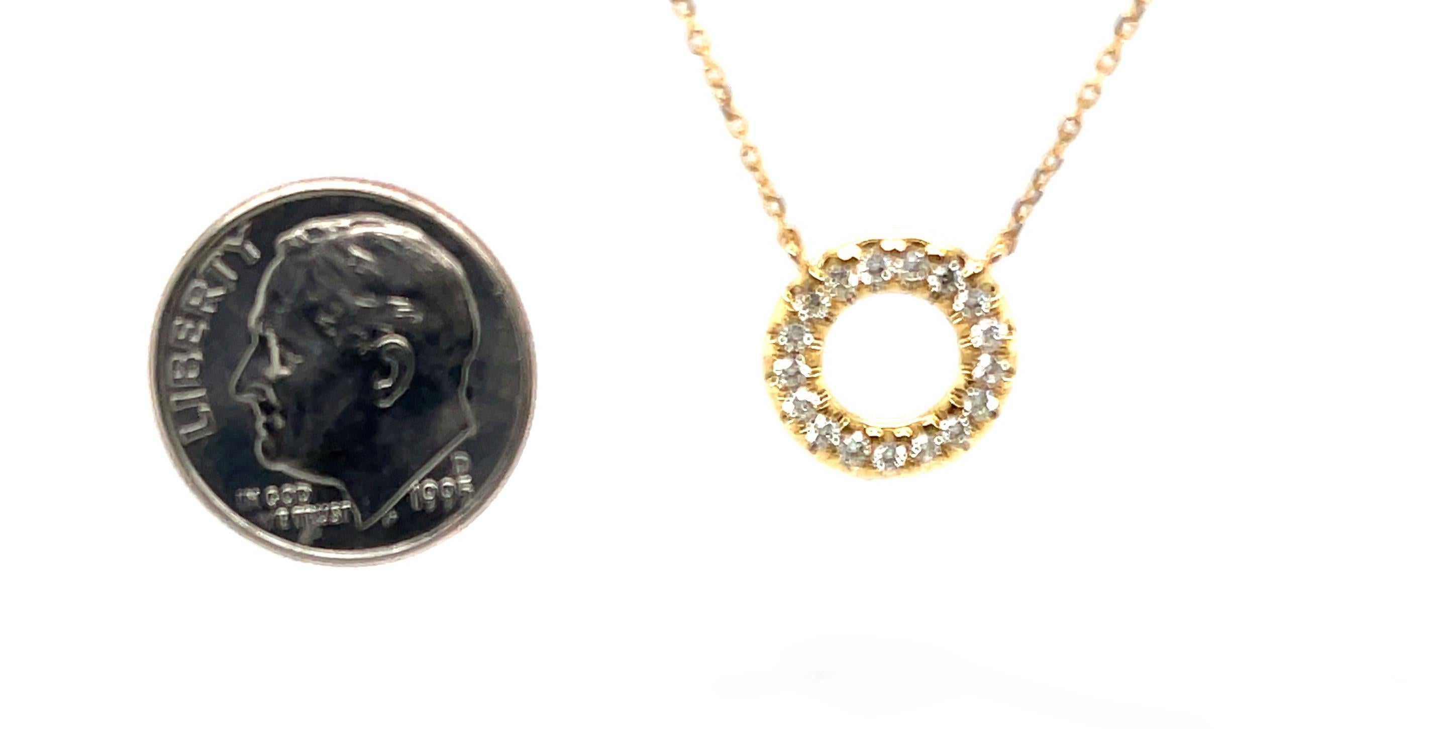 Collier d'éternité en or jaune 18k et cercle de diamants, 0,26 carats au total en vente 1