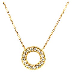 Diamond Eternity Circle and 18k Yellow Gold Necklace, .26 Carats Total