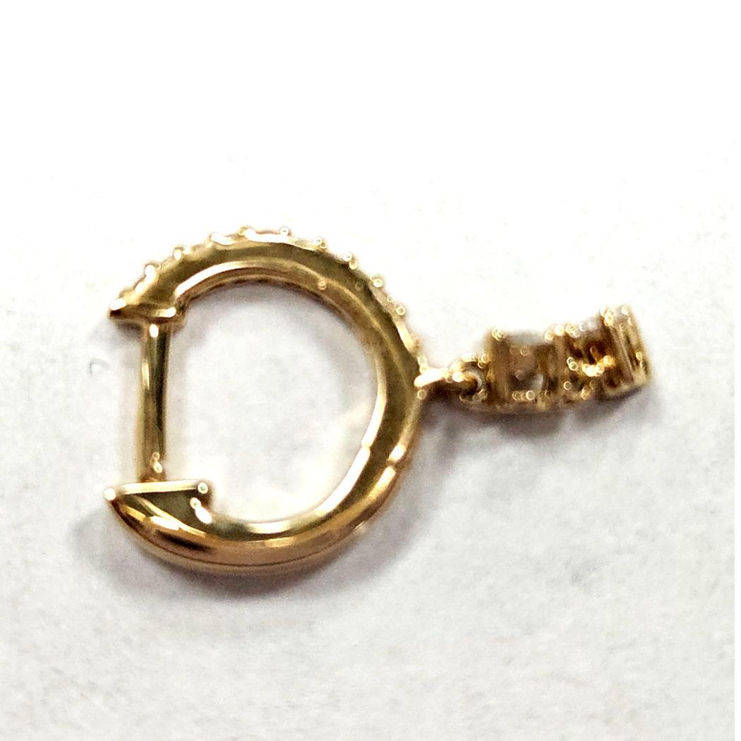 Taglio rotondo Orecchino a cerchio con diamante eternità a doppio pendente in oro giallo 14 carati in vendita